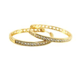 Bling & Glam! 18K Gold Filled Tube Hoop Earrings 1.90" Tall Sparkling Earrings